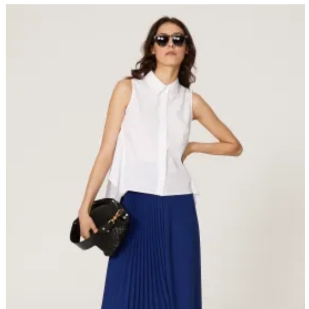 Peter Som • White Ruffle Button Front Tank Top - Picture 2 of 14